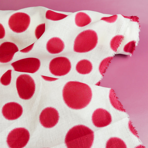 Kusama - Screen-Printed Linen | Cherry (LAST CUT - 2M)