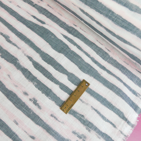 Tima - Screen-Printed Linen | Charcoal Stripe