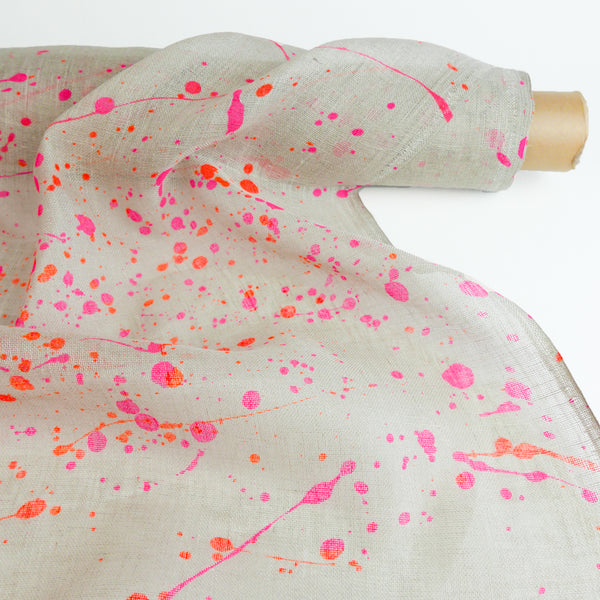 Roche - Screen-Printed Linen Gauze | Fluro Paint