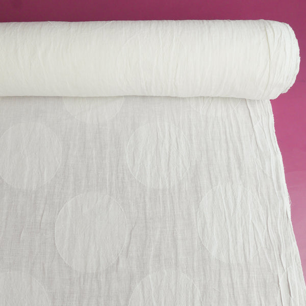 Elio - European Jacquard Spot Linen | Off-White