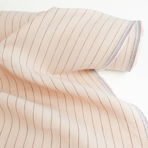 European Embroidered Stripe Linen | Almond