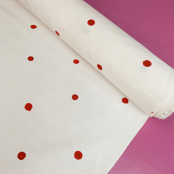 Indian Hand-Painted Silk Dupion | Ruby Spot