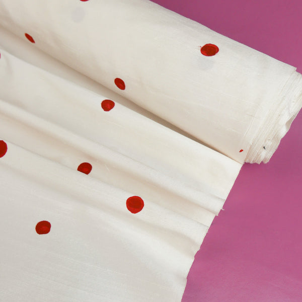 Indian Hand-Painted Silk Dupion | Ruby Spot