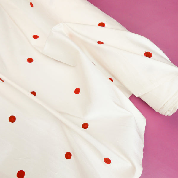 Indian Hand-Painted Silk Dupion | Ruby Spot