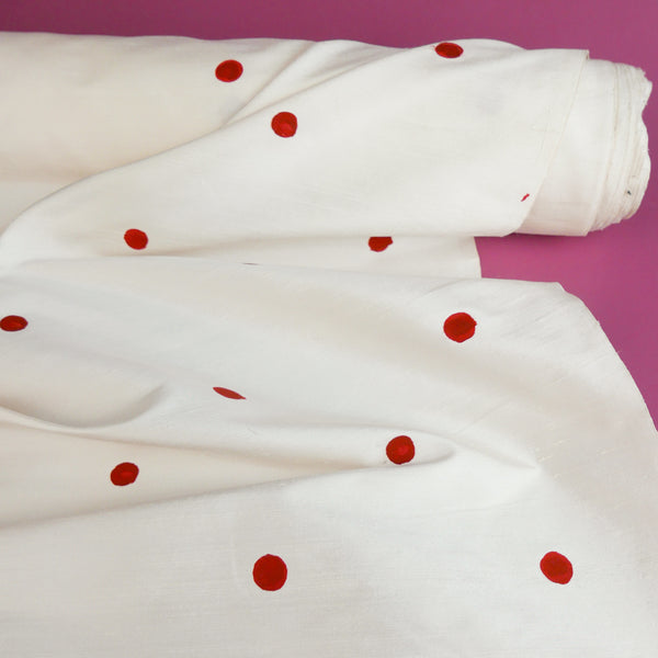 Indian Hand-Painted Silk Dupion | Ruby Spot