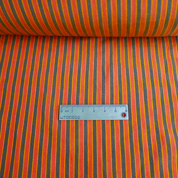Indian Printed Silk Crepe De Chine | Vermillion Stripe