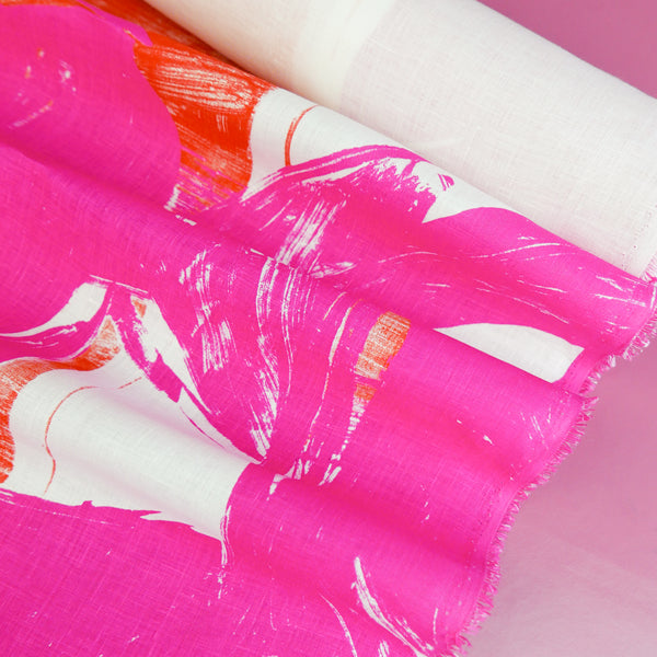 Bombay - Screen-Printed Linen | Pink Cat