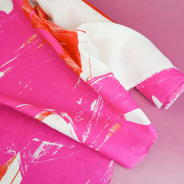Bombay - Screen-Printed Linen | Pink Cat