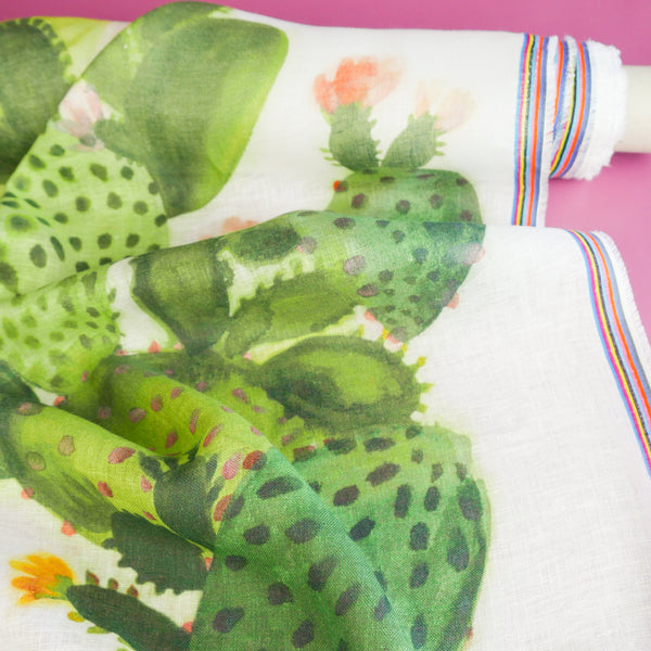Saguaro - Screen-Printed Linen Gauze | Cactus