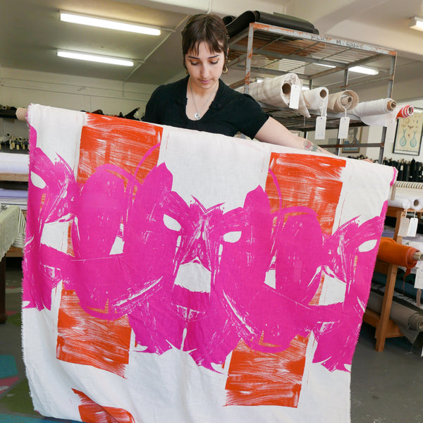 Bombay - Screen-Printed Linen | Pink Cat