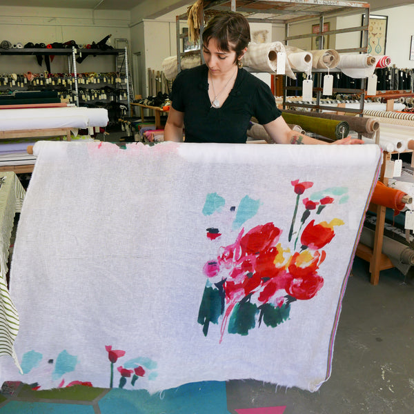 Wild Poppy - Screen-Printed Linen Gauze | Crimson