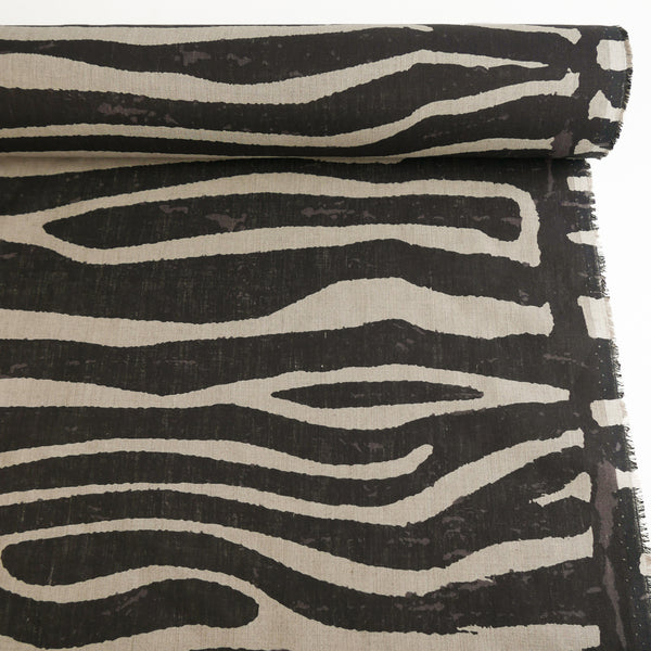 Zebra - Screen-Printed Linen | Wheat