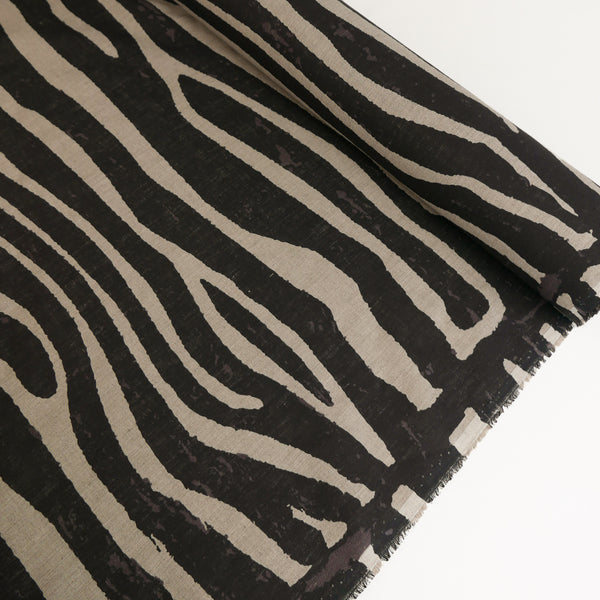 Zebra - Screen-Printed Linen | Wheat