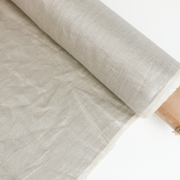 Ramona - European Foiled Linen | Silver Chevron