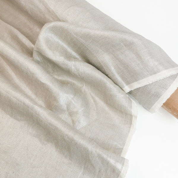 Ramona - European Foiled Linen | Silver Chevron