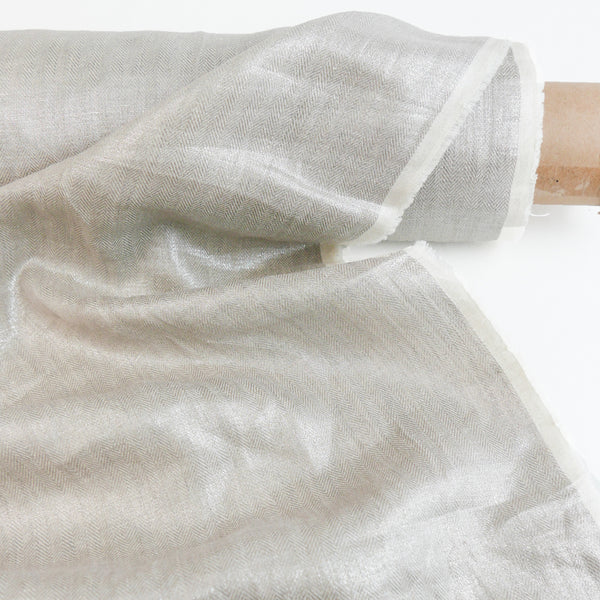 Ramona - European Foiled Linen | Silver Chevron