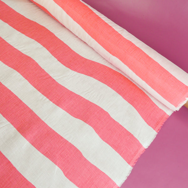 Marcellus - Screen-Printed Linen | Punch Stripe