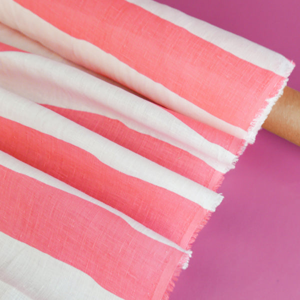 Marcellus - Screen-Printed Linen | Punch Stripe