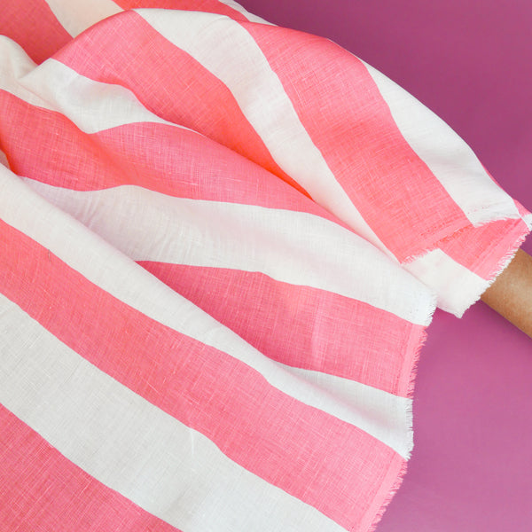 Marcellus - Screen-Printed Linen | Punch Stripe