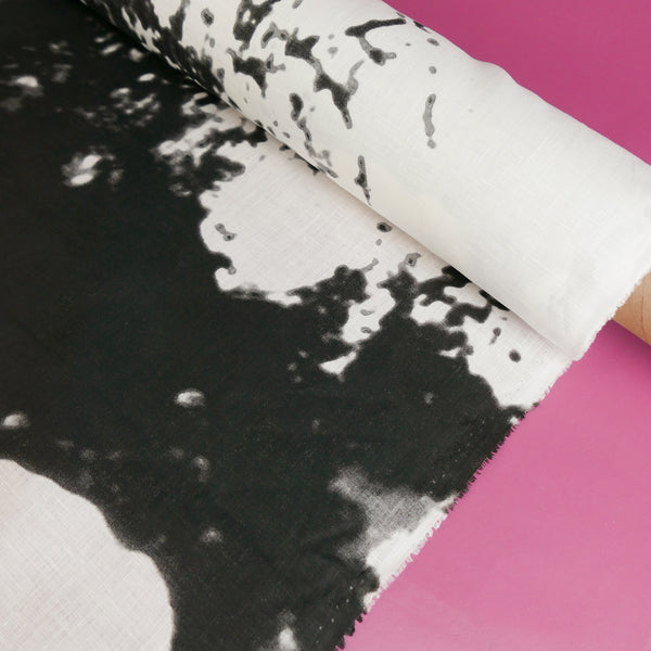 Wave - Screen-Printed Linen | Black