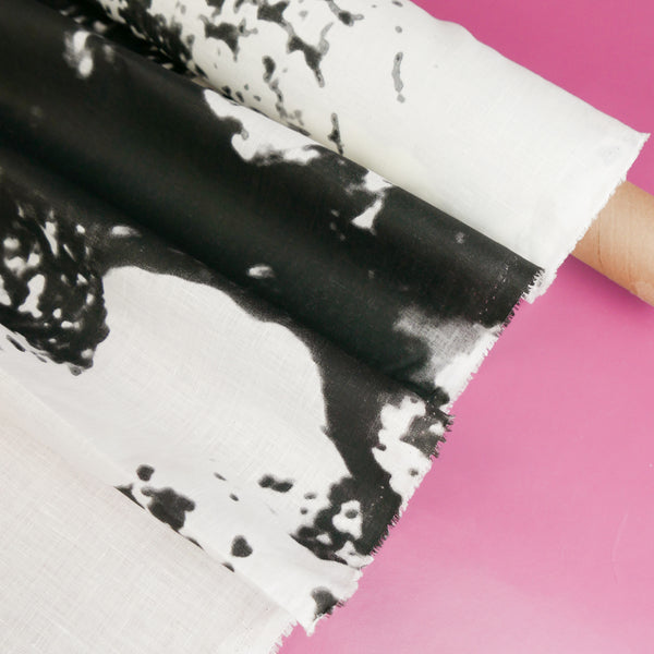 Wave - Screen-Printed Linen | Black
