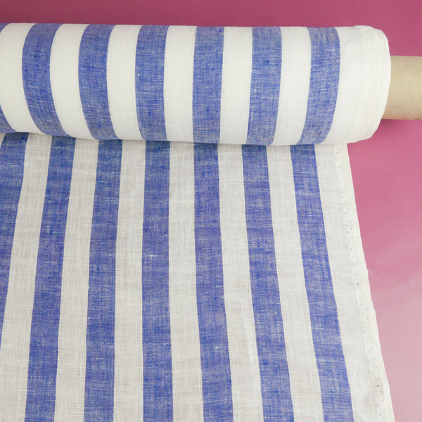 Viviana - European Yarn-dyed Linen | Blue Stripe