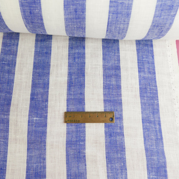 Viviana - European Yarn-dyed Linen | Blue Stripe