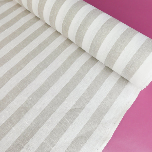 Viviana - European Yarn-dyed Linen | Wheat Stripe