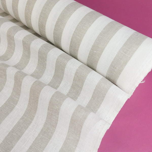 Viviana - European Yarn-dyed Linen | Wheat Stripe