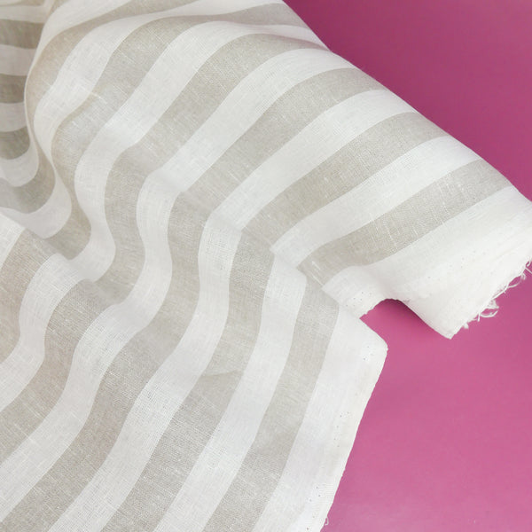 Viviana - European Yarn-dyed Linen | Wheat Stripe