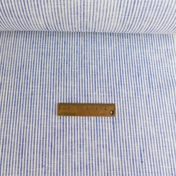 Viviana - European Yarn-dyed Linen | Blue Mini Stripe