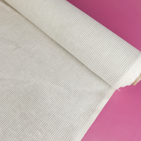 Fabio - European Yarn-dyed Linen | Natural & White Stripe