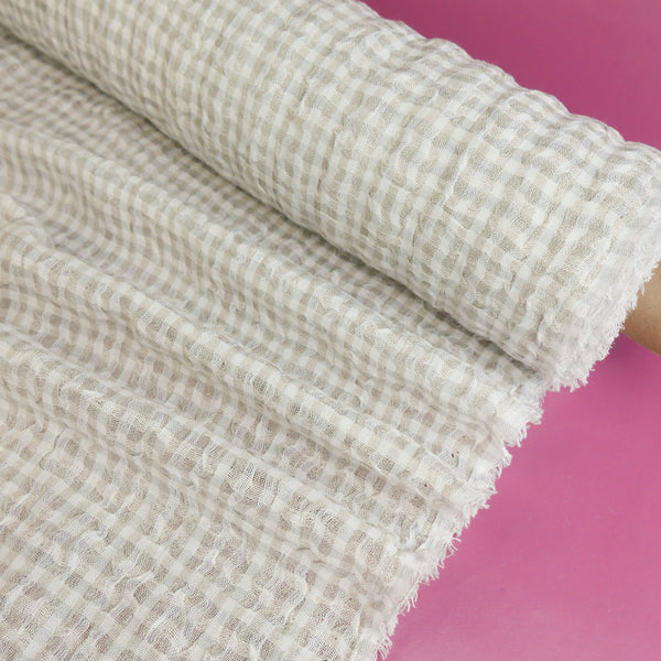 Sienna - European Linen Seersucker | Soft Check