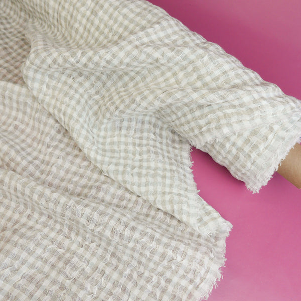 Sienna - European Linen Seersucker | Soft Check