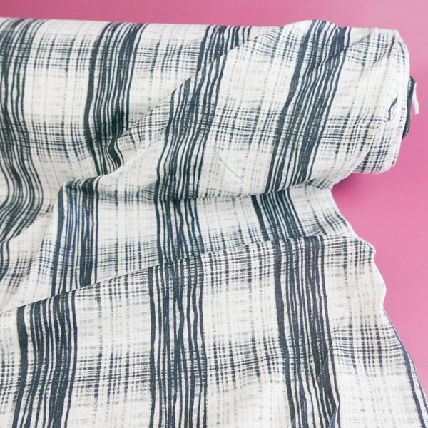 Australian Printed Viscose Knit | Blue Plaid