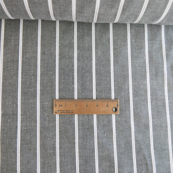 Pearson - Japanese Cotton Shirting | Slate Pinstripe