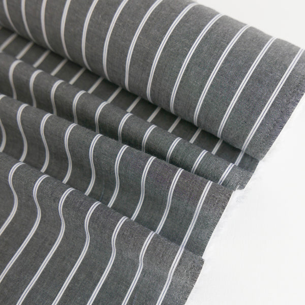 Pearson - Japanese Cotton Shirting | Slate Pinstripe
