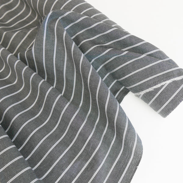 Pearson - Japanese Cotton Shirting | Slate Pinstripe