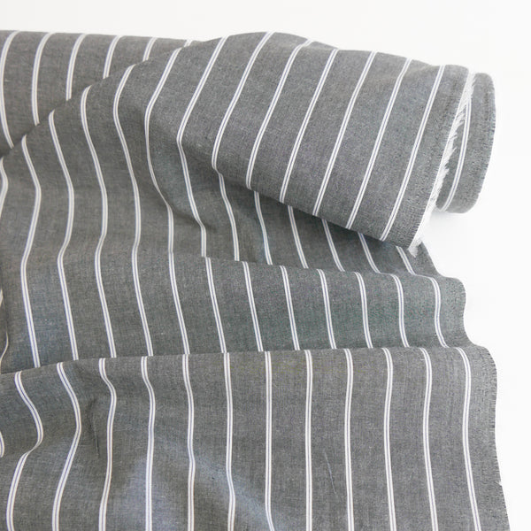 Pearson - Japanese Cotton Shirting | Slate Pinstripe