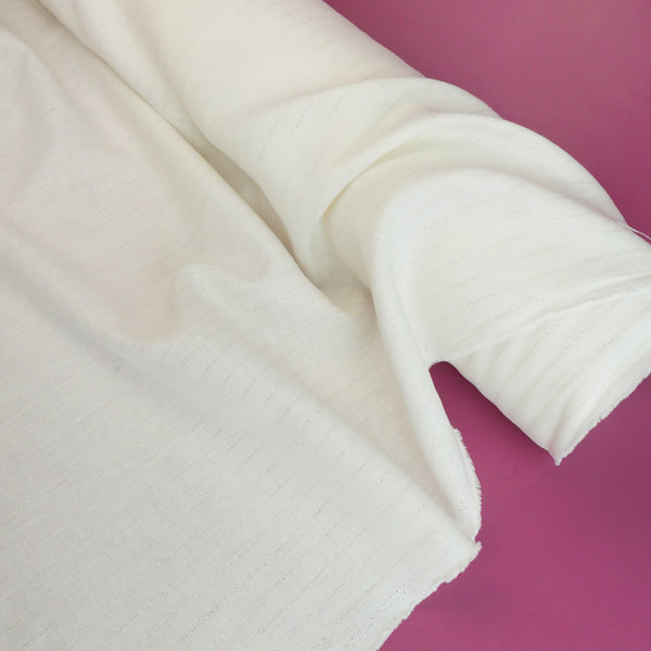 Supriya - Chevron Lurex Linen | Off-White
