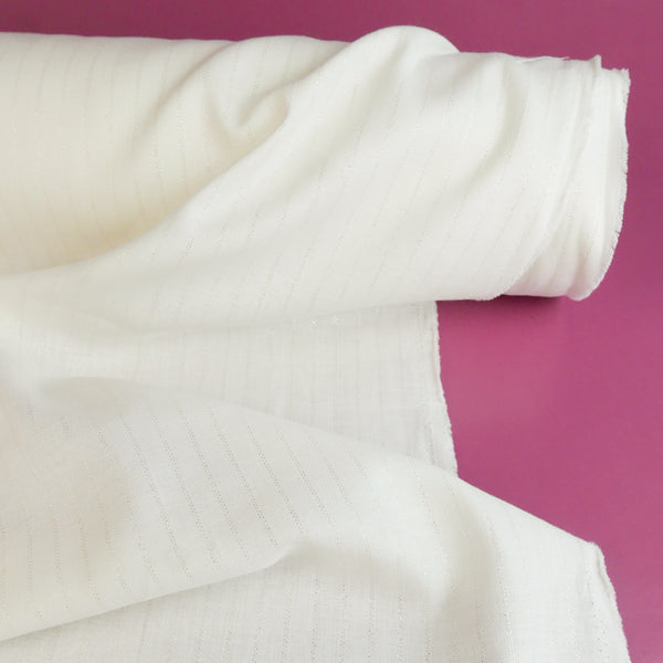 Supriya - Chevron Lurex Linen | Off-White