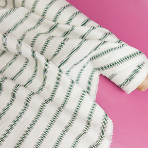 Domaine - Pure Cotton Shirting | Grass Stripe