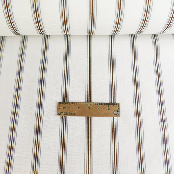 Domaine - Pure Cotton Shirting | Chocolate Stripe
