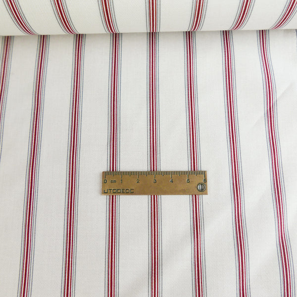 Domaine - Pure Cotton Shirting | Ruby Stripe