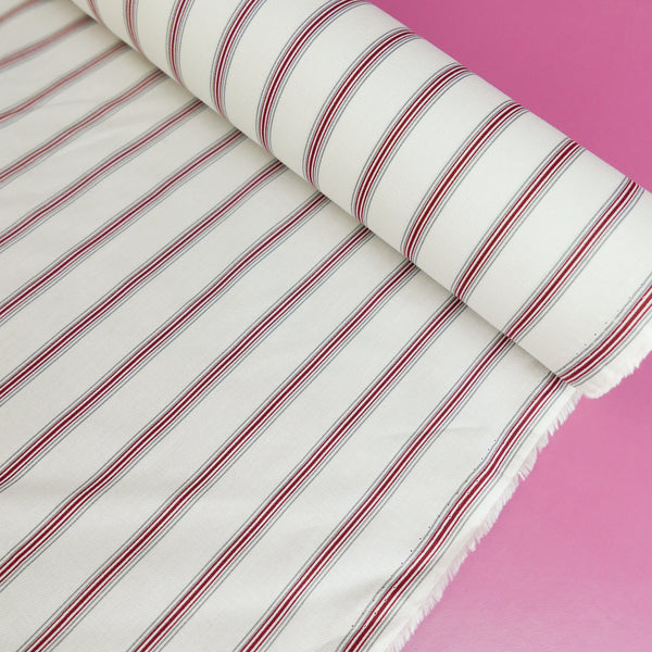 Domaine - Pure Cotton Shirting | Ruby Stripe