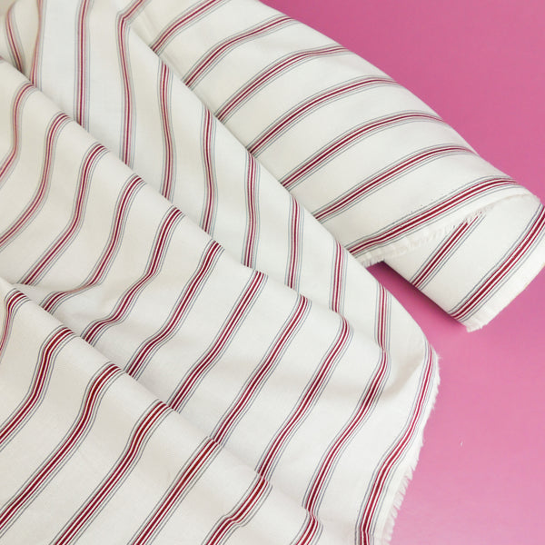 Domaine - Pure Cotton Shirting | Ruby Stripe