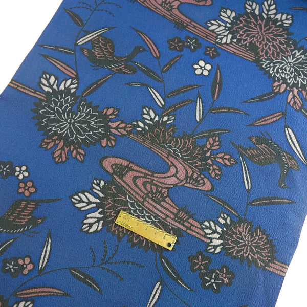 Japanese Kimono Silk Chirimen Crepe | Egyptian Blue