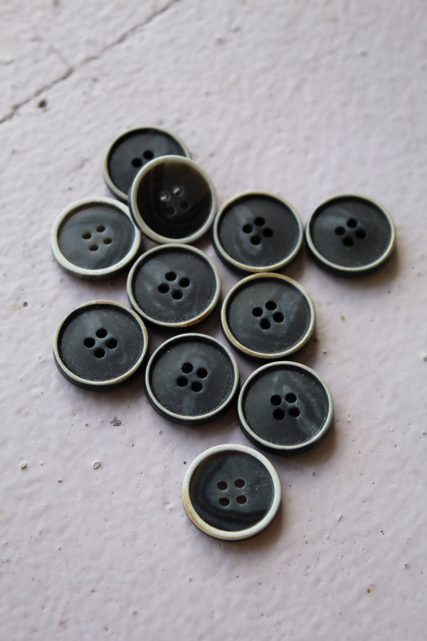 大理石边框纽扣 20MM | 灰黑色