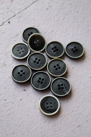 Marble Rimmed Button 20MM | Ash Black