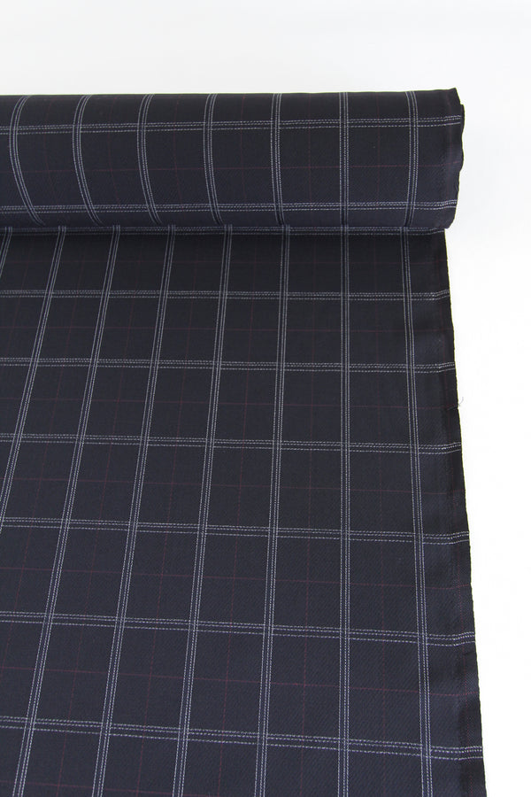 William - Japanese Twill Plaid Suiting | Navy
